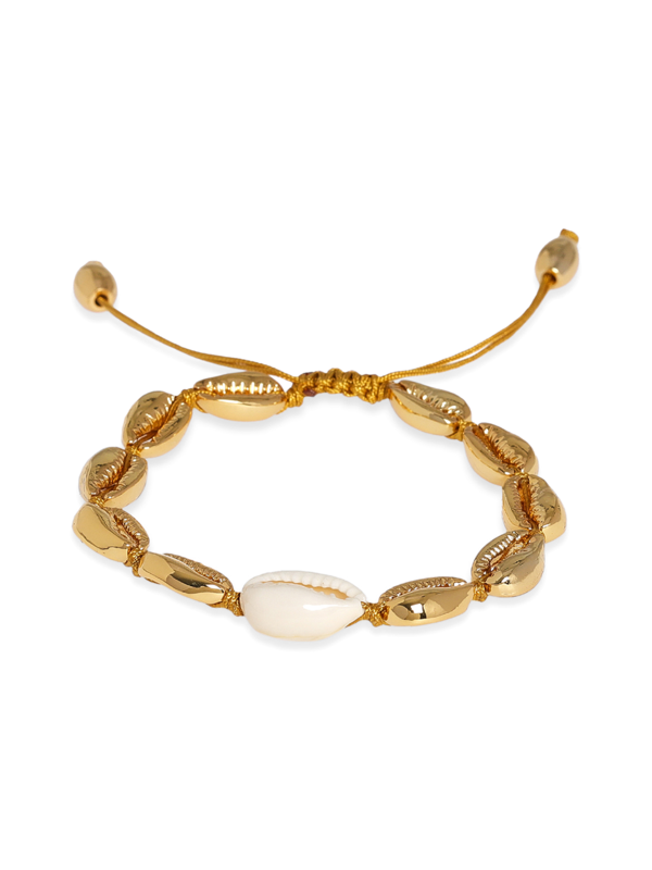 Gold-tone Puka Shell Bracelet Small