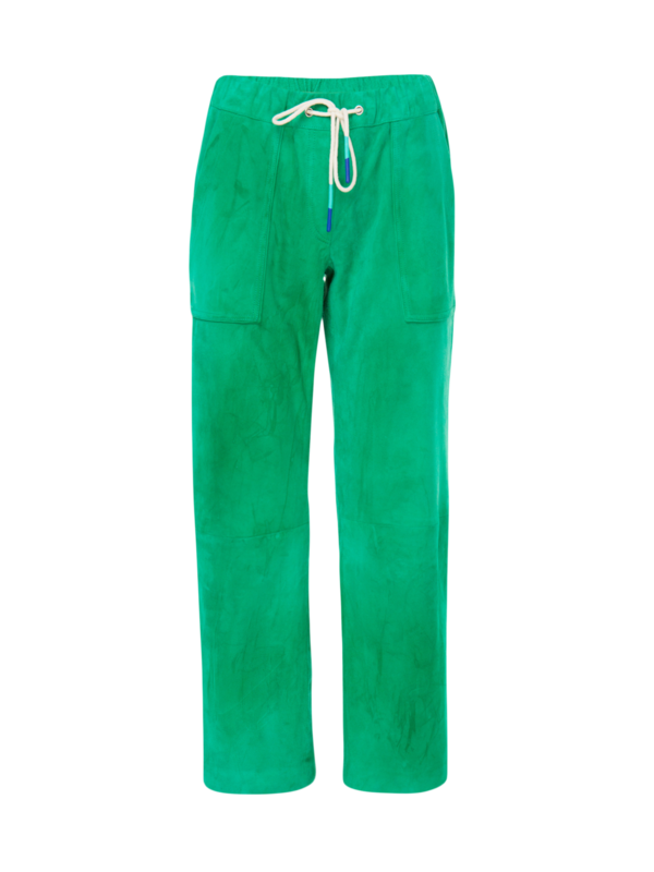 Suede Straight-Fit Pants