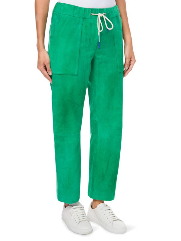 Suede Straight-Fit Pants