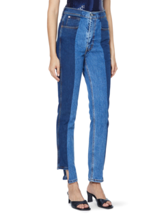 Dark/Mid Blue Contrast Straight Leg Jeans