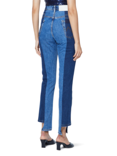 Dark/Mid Blue Contrast Straight Leg Jeans