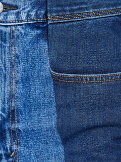 Dark/Mid Blue Contrast Straight Leg Jeans