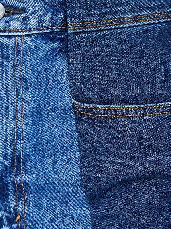 Dark/Mid Blue Contrast Straight Leg Jeans