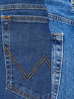 Dark/Mid Blue Contrast Straight Leg Jeans