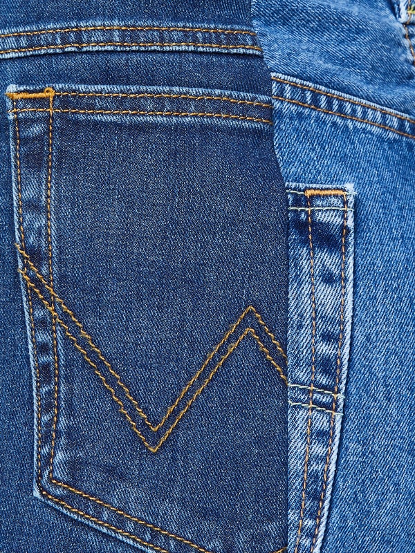 Dark/Mid Blue Contrast Straight Leg Jeans