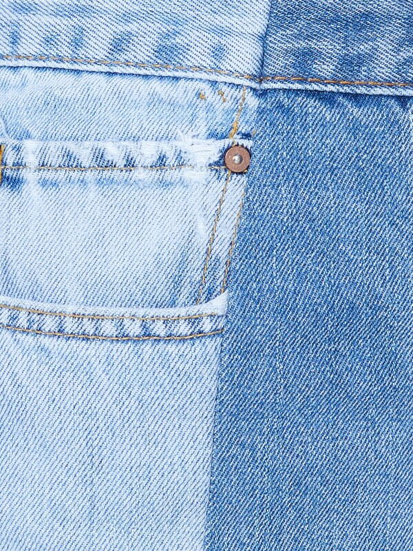 Blue Contrast Straight Leg Jeans