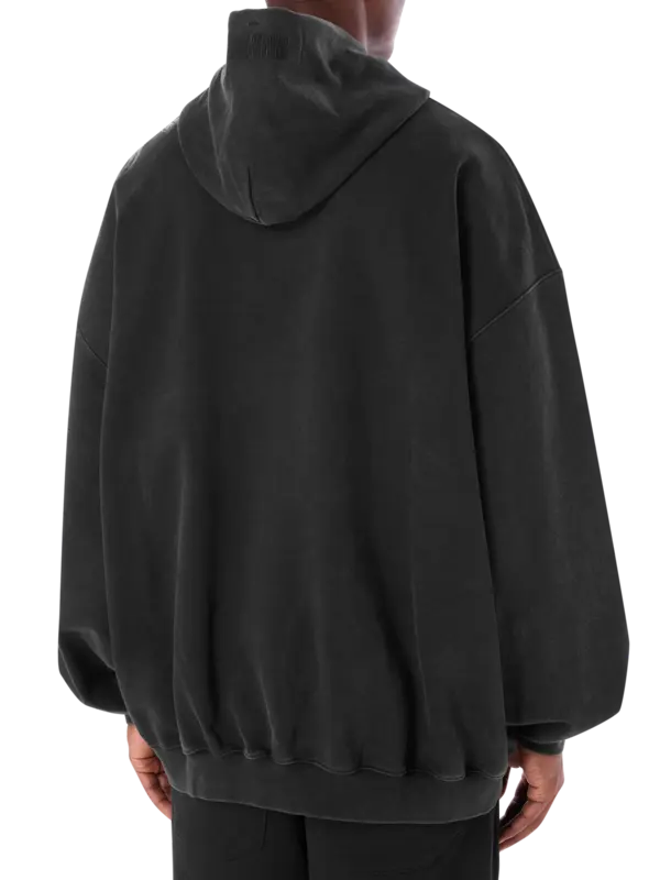 سويت شيرت بغطاء للرأس مزين برمز أناركي مزدوج