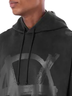 سويت شيرت بغطاء للرأس مزين برمز أناركي مزدوج