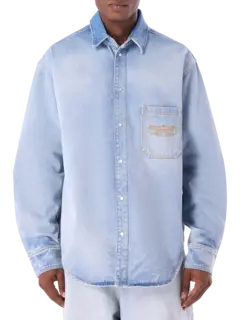 قميص جينز مطرز بشعار