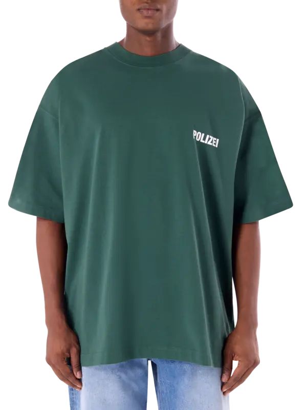 تيشرت بتصميم مزدوج مزين بكلمتي "Polizei " و"Securite"
