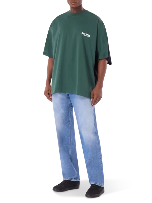 تيشرت بتصميم مزدوج مزين بكلمتي "Polizei " و"Securite"