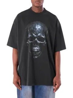 تيشرت ميتال أسود بطبعة جمجمة