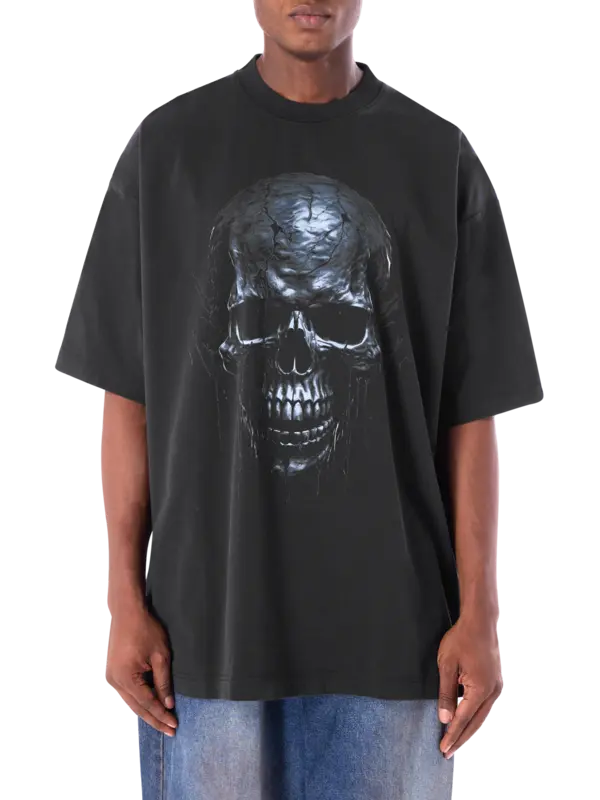 تيشرت ميتال أسود بطبعة جمجمة
