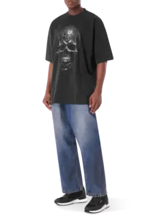 تيشرت ميتال أسود بطبعة جمجمة