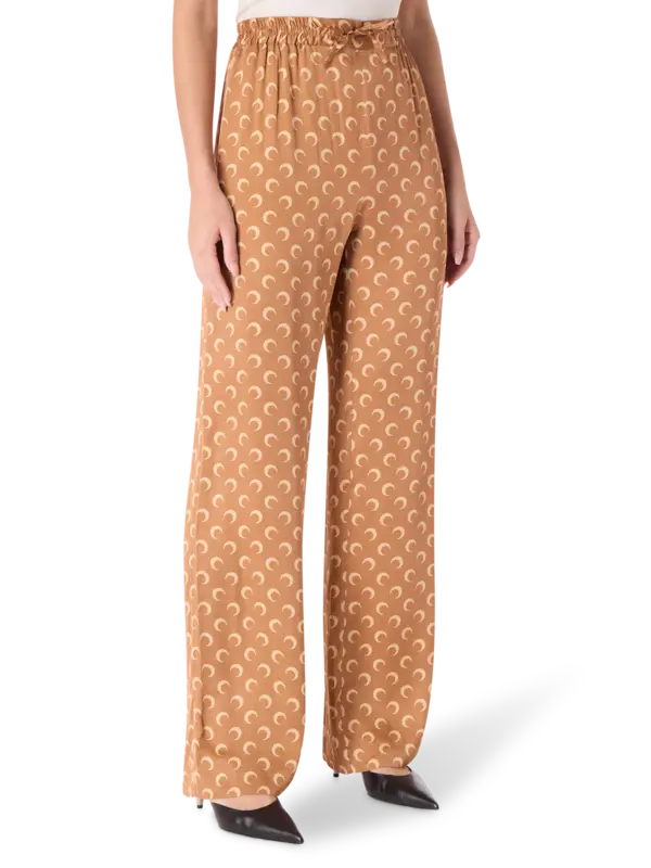 بنطال فلو برباط مزين بطبعة قمر