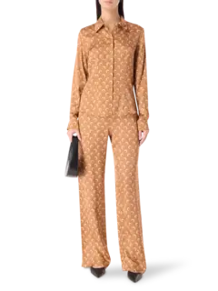 بنطال فلو برباط مزين بطبعة قمر