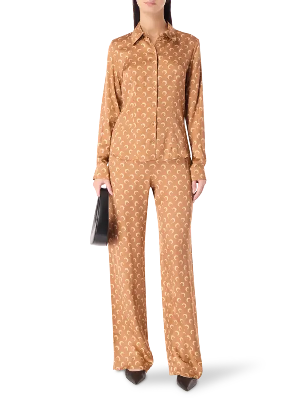 بنطال فلو برباط مزين بطبعة قمر