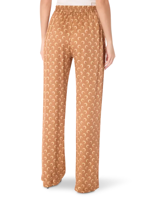 بنطال فلو برباط مزين بطبعة قمر