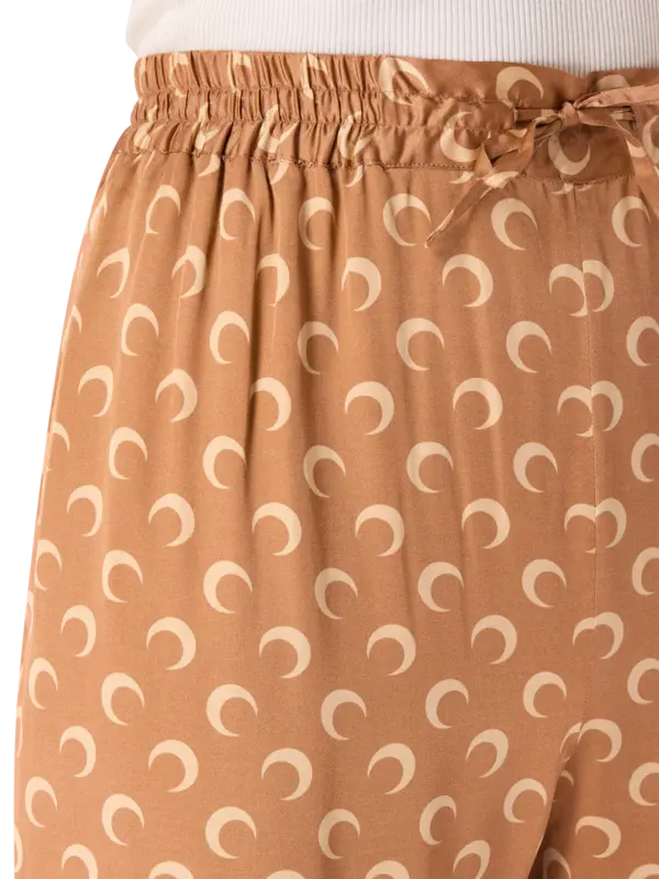 بنطال فلو برباط مزين بطبعة قمر