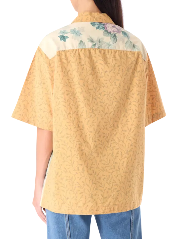 قميص بولينج من الكتان المعاد تدويره بنقشة زهور