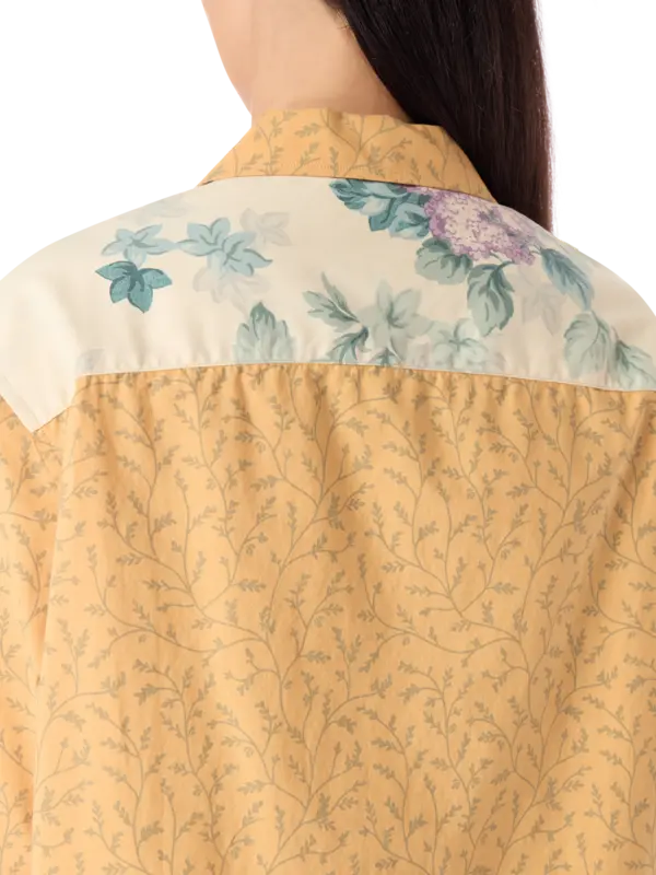 قميص بولينج من الكتان المعاد تدويره بنقشة زهور