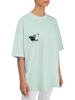 Women's Organic Cotton T-shirt in Mint with Logo Embroidery