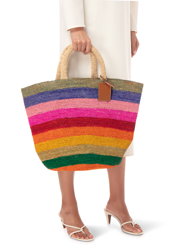 SUNSET SMALL RAFFIA TOTE BAG