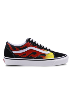 Black Sneakers With Fire Design