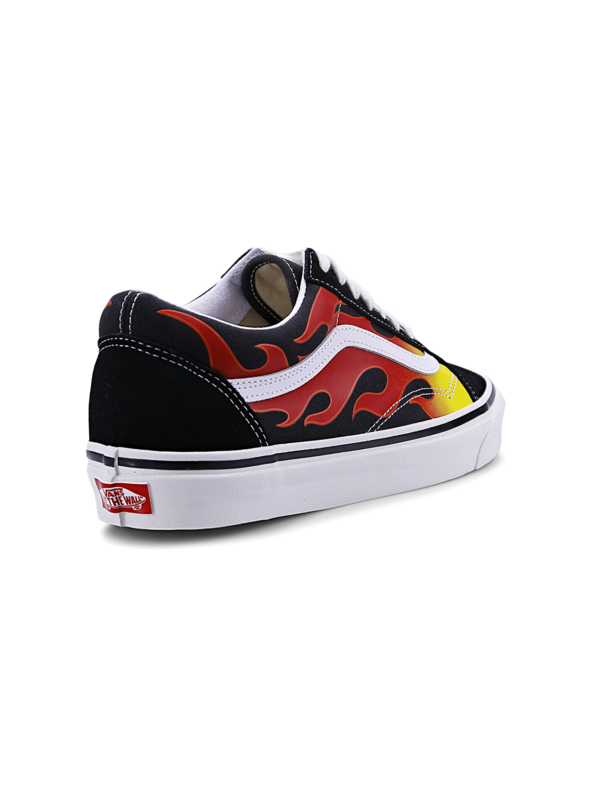 Black Sneakers With Fire Design
