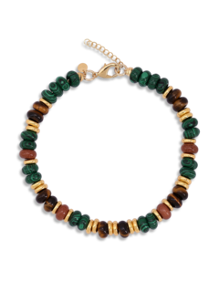 قلادة مزينة بالخرز بلون أخضر داكن وبني