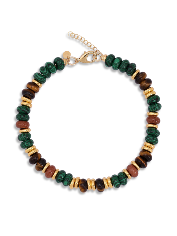 قلادة مزينة بالخرز بلون أخضر داكن وبني