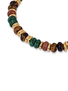 قلادة مزينة بالخرز بلون أخضر داكن وبني