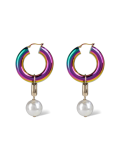 Pearl and Bow Hoop Earrings