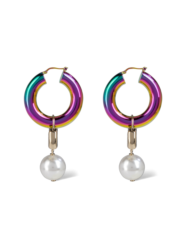 Pearl and Bow Hoop Earrings