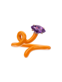 خاتم لولبي بتصميم كرمة بلون أزرق فاتح