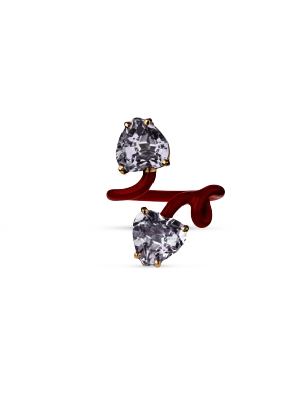 Double Heart Tendril Ring