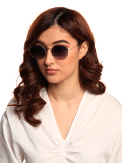 Versailles Silver Octagon Sunglasses With Gradient Blue Lenses