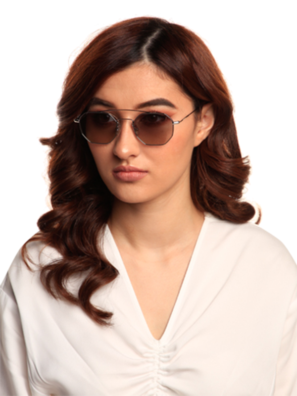 Versailles Silver Octagon Sunglasses With Grey Lenses