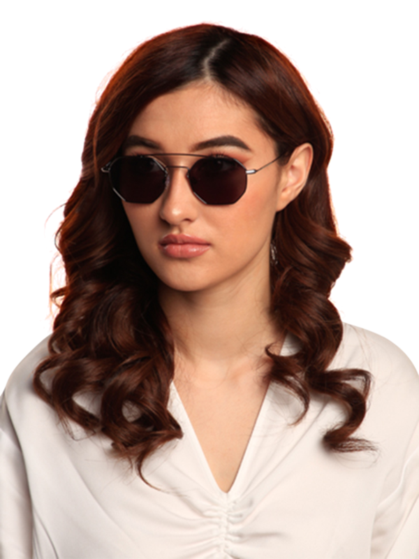 Versailles Gunpowder Octagon Sunglasses With Grey Lenses