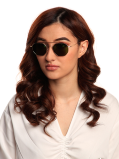Versailles Gold-Tone Octagon Sunglasses With Grey Lenses