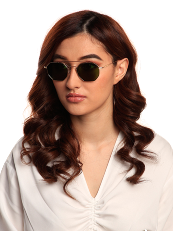 Versailles Gold-Tone Octagon Sunglasses With Grey Lenses