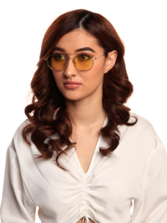 Versailles Silver Octagon Sunglasses With Gradient Yellow Lenses