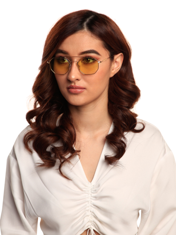 Versailles Silver Octagon Sunglasses With Gradient Yellow Lenses