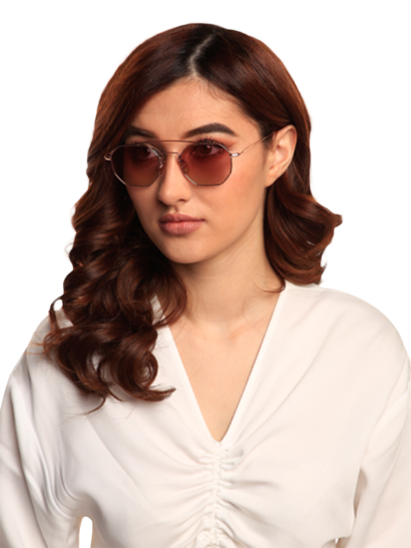 Versailles Rose Gold Octagon Sunglasses With Gradient Pink Lenses