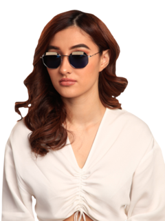 Villette Copper Sunglasses With Solid Blue Lenses