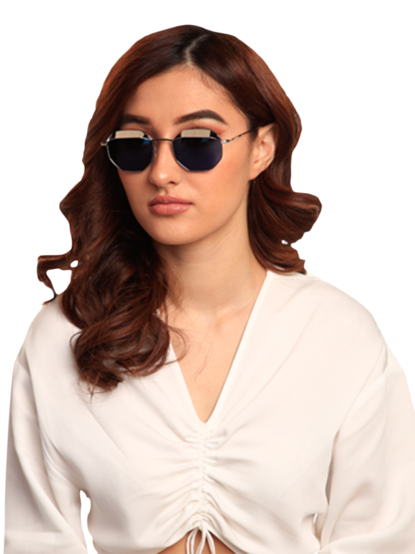 Villette Copper Sunglasses With Solid Blue Lenses