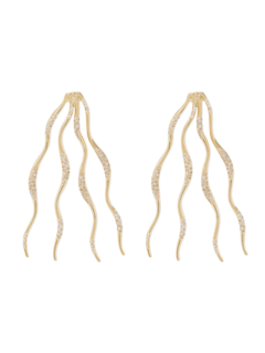 GOLD PLATED WAVES PAVE EARRINGS