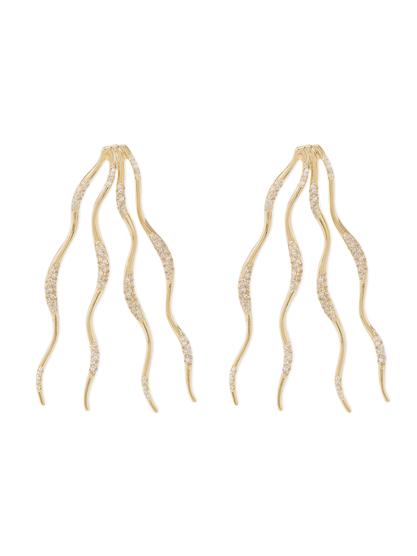 GOLD PLATED WAVES PAVE EARRINGS