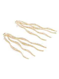 GOLD PLATED WAVES PAVE EARRINGS