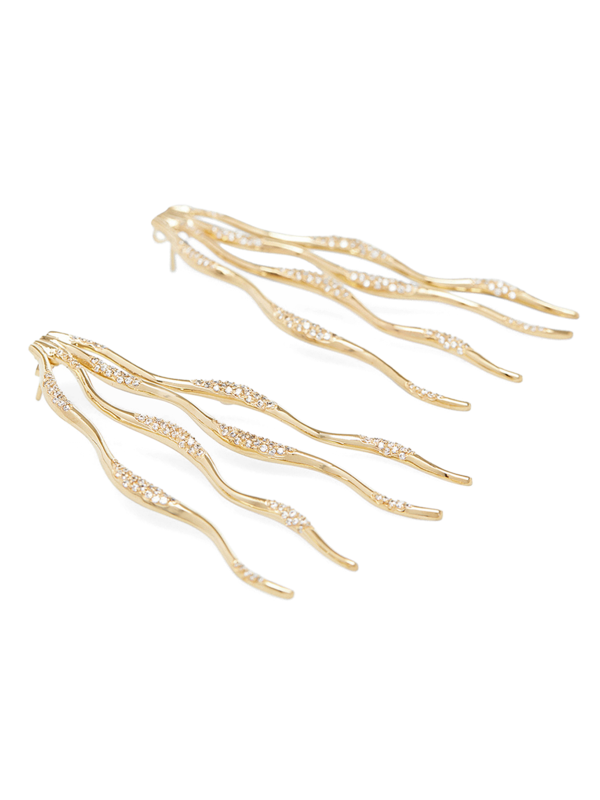 GOLD PLATED WAVES PAVE EARRINGS